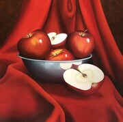 Red apples and drape