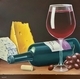 Still life with wine and cheese
